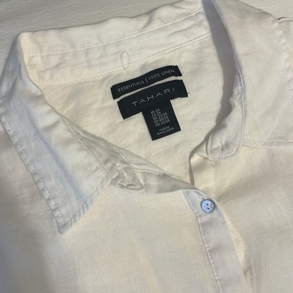 Tahari White Linen Tunic Top - Picture 2 of 6